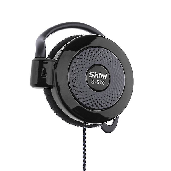 Shini S520 3,5 mm langalliset kuulokkeet korvakoukulla, stereopeliurheilukuulokkeet mikrofonilla puhelimelle