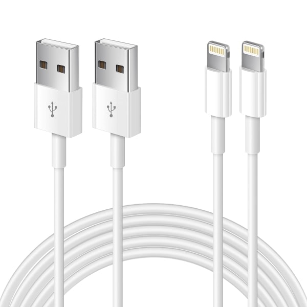 2-pack kompatibel med Apple iPhone laddningskabel 1m, Apple Lightning till USB-kabel 1 meter Snabbladdning Apple Telefon långa kablar