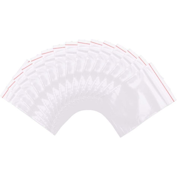 Pakke med 500 stk. transparente plastikposer med lynlås 5x7cm Tykkelse: 0,05mm