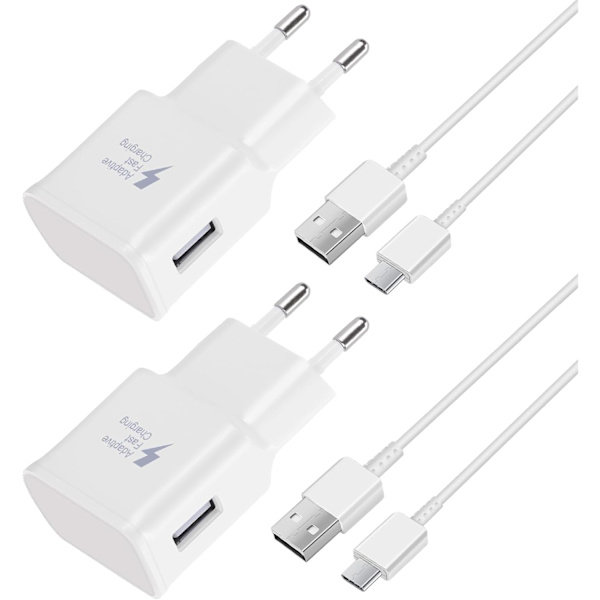 st Snabbladdare, 1,2 m Kabel, Kompatibel med Samsung Galaxy S22 S21 S20 S8 S10 S9 Plus Note 7 8 9 10 A53 LG, HTC 2-pack/black