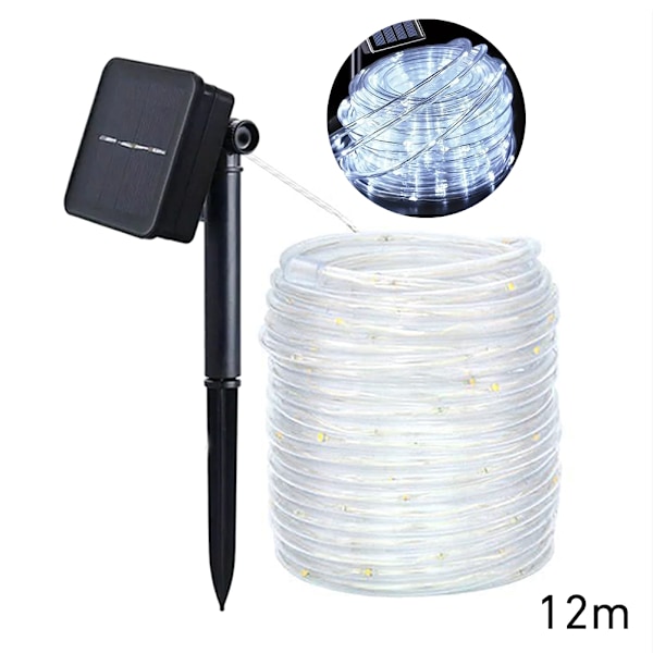 7m/12m/22m 8 Indstillinger Solcelle Lys Kæde Multifunktionelle Vandtætte Lys til Haver Terrasser Hvidt Lys 12m White Light