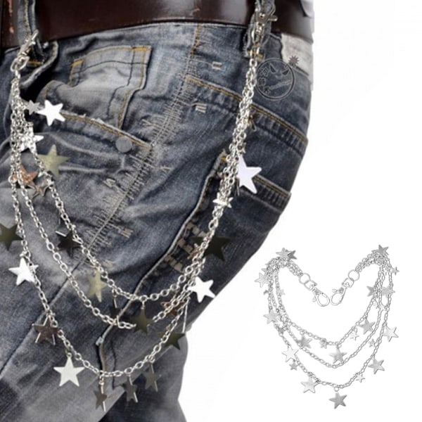 Bukser Kæder Multilayer Stjerne Charm Jean Kæder Tilbehør Hip Hop Lomme Punk Goth Tegnebog Kæde Bukser Kæde til Kvinder