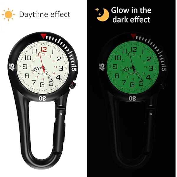 2 stk. Clip-on quartz ur lommeur rygsæk fob bælteur lyser i mørke【DH】