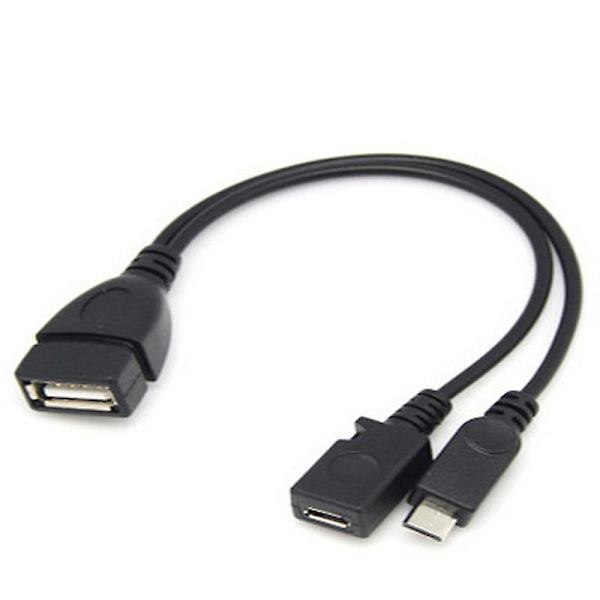 Mini Micro USB OTG-adapter, strömdelare med Y-kabel till Micro 5-stift hane/hona, tillbehör för telefoner