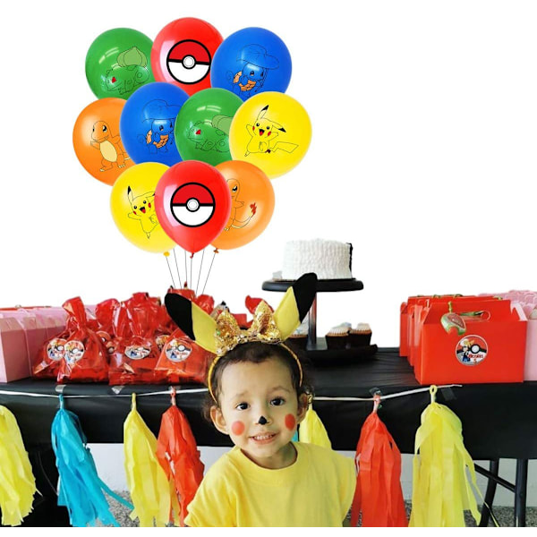 20 st Pikachu barnkalas ballong båge grattis på födelsedagen 20 random balloons