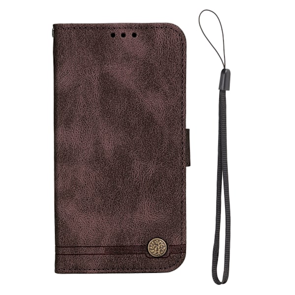 Wallet etui til mobiltelefon med kortholder og stativ, indbygget magnetisk lukning til iPhone 13, brun