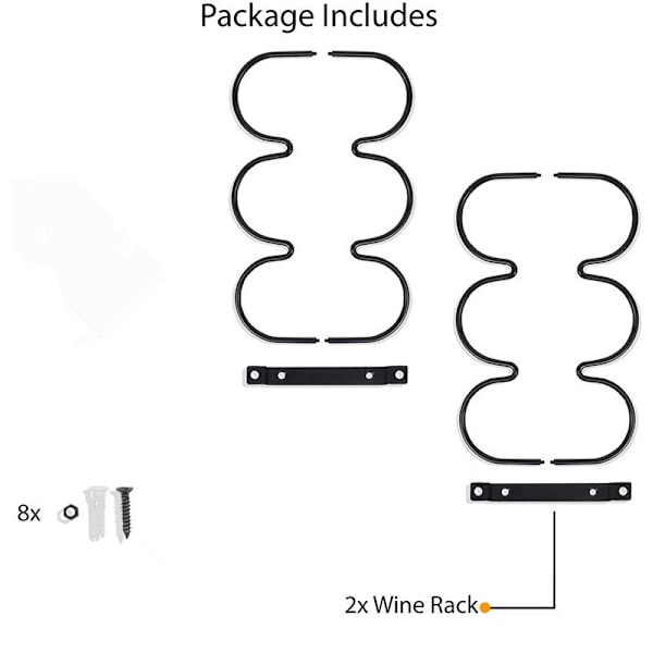 (2 stk., Sort) Bordplade Vinreol - Opbevaringsorganisator til Ki{DH}