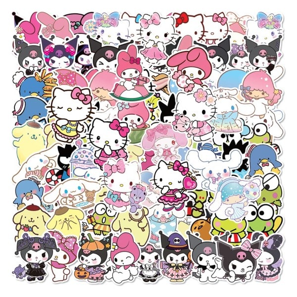 Blandede Søte Sanrio Klistremerker Cinnamoroll HelloKitty Kuromi Dekaler DIY Telefon Koffert Laptop Gitar Klistremerke