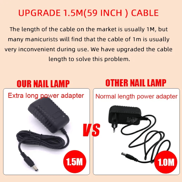 UV LED lampe til negletørring manicure med 1,5 m kabel negletørringslampe 66 LED lamper UV gel polish med LCD skærm UV lampe til manicure SUN X5 PLUS