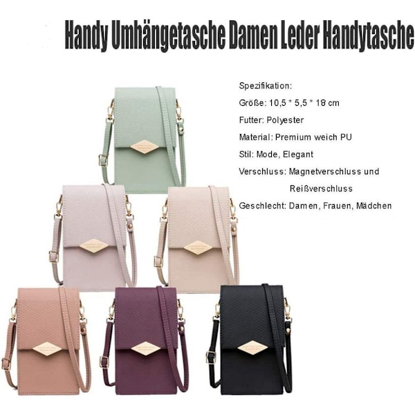 Mobiltelefonveske i skinn, skulderveske, liten crossbody-veske