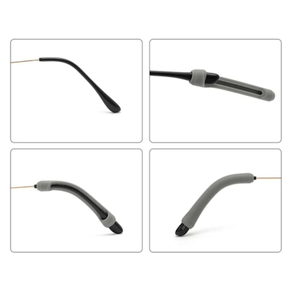 Skridsikre silikone ben sleeves, sleeves til brilleben med solbriller, allergivenlige sleeves, skridsikre briller - silikone - holdbar sort