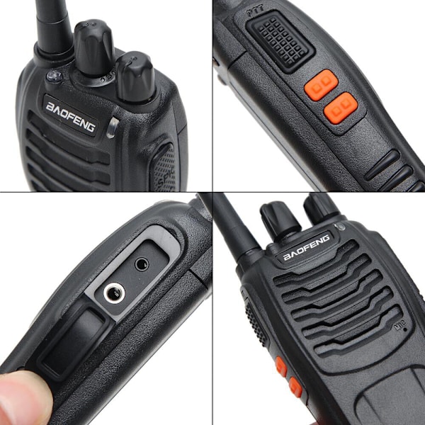 2x Baofeng BF-888S 400-470MHz Walkie Talkie Langdistanse Toveis Radio + Øretelefon