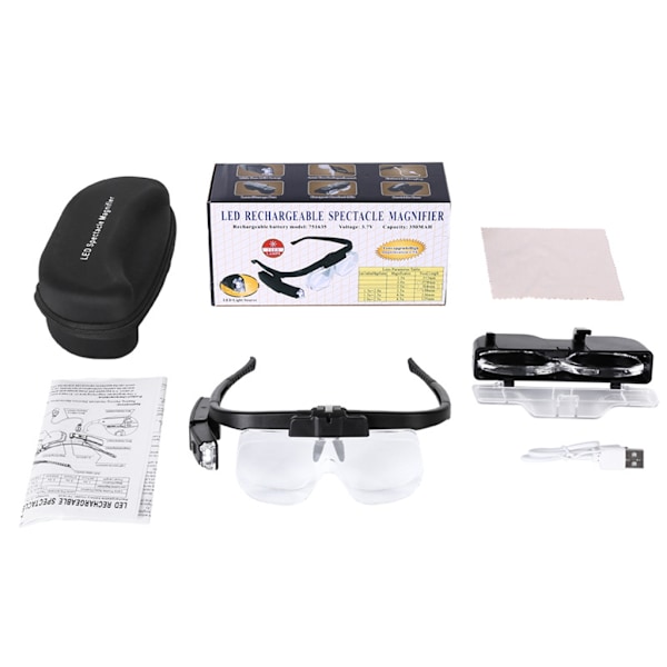 Magnifying glass Headband Magnifying glass with 2 LED lights Hands-Free 6 lenses