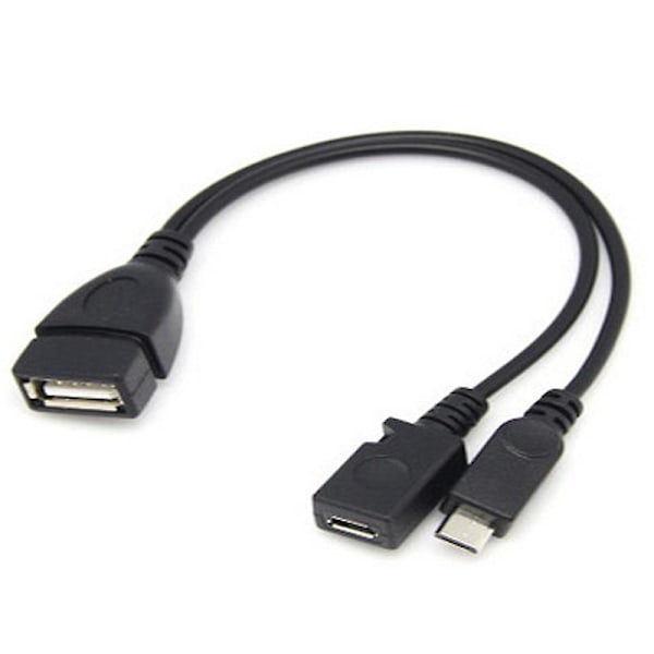 Mini Micro USB OTG-adapter, strömdelare med Y-kabel till Micro 5-stift hane/hona, tillbehör för telefoner