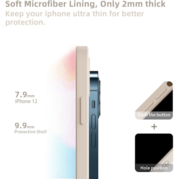 iPhone 12 -kotelo 6,1 tuuman silikonikuori kameran suojauksella, erittäin ohut pehmeä geelikumi naarmuuntumista estävä puhelinkotelo, khaki