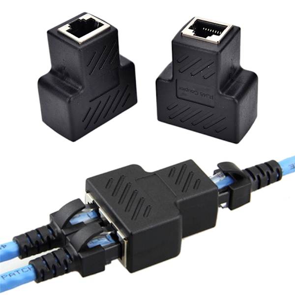 till 2 LAN Ethernet Nätverkskabel RJ45 Splitter Plug Adapter