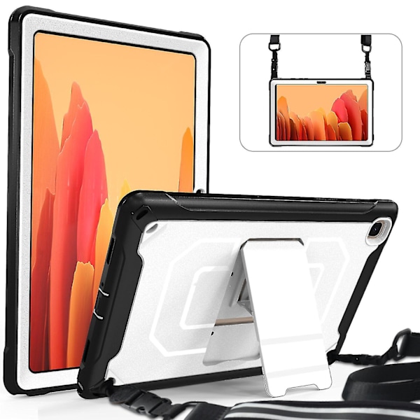 Glanset Overflate Etui for Samsung Tab A7 10.4 Tommer med Avtakbar Skulderstropp, Justerbart Stativ, Oppbevarings Mini-veske, Fullt Beskyttende Etui