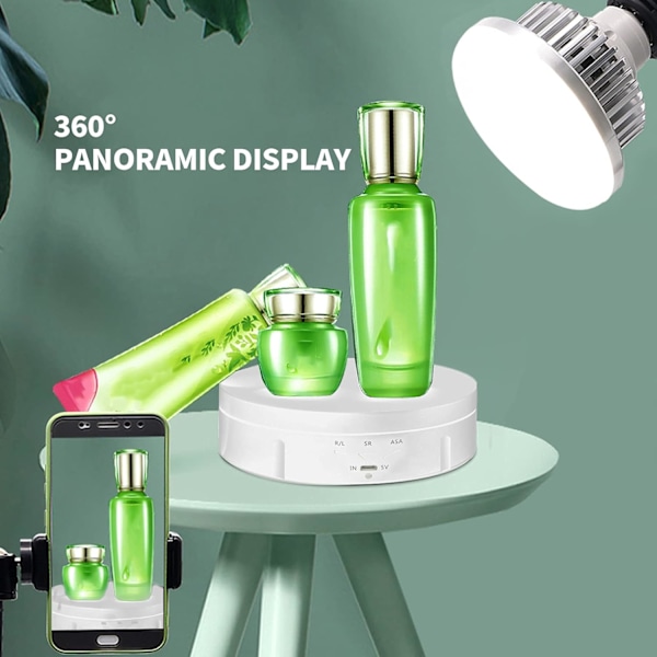 Elektrisk roterende drejeskive, 146 mm intelligent elektrisk roterende displaybord med 3 justerbare hastigheder og vinkel, brugt (hvid)