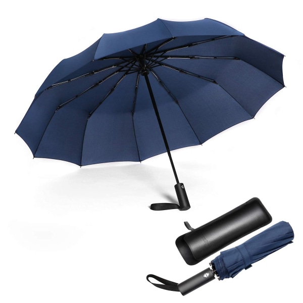 12 Ribs Puinen Kädessä pidettävä taitettava sateenvarjo Tuulenpitävä  Kompakti Matka, Automaattisesti avautuvat/sulkevat suuret sateenvarjot  teflonpinnoitteella - Sininen (12 Ribs-Navy) cf13 | Fyndiq