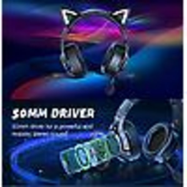 Gaming Headset med Gel-Kattöron kompatibelt med Xbox One, Ps4, Ps5, PC