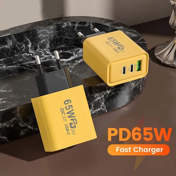 PD 65W USB C Laddare Snabbladdning Quick Charge 3.0 Typ C Laddaradapter