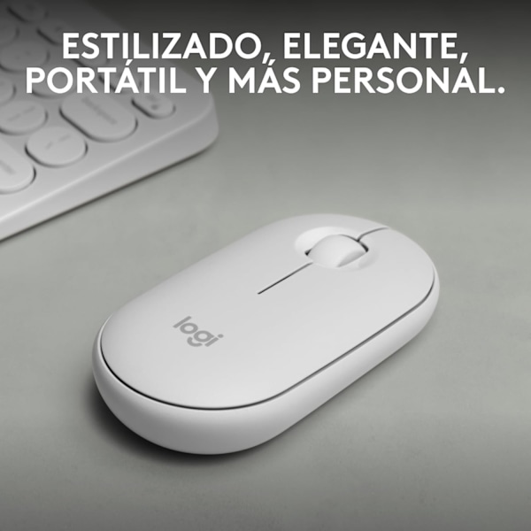 Logitech Pebble Mouse M350s, stilig trådløs Bluetooth-mus, lett, enkel å bytte, kompatibel med Windows, macOS, iPadOS, Android, ChromeOS