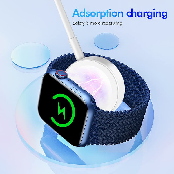 [NT] Ur-oplader Hurtig Trådløs Magnetisk Kabel Bærbar Ledning Kompatibel med Apple Watch Series 9 8 7 6 5 4 3 2 SE Ultra, 38/40/42/44mm【DH】