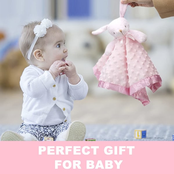 Til babyer Kanin Tryghedsklud Babypige Gaver Nyfødt Blød Pink Kæleklud til Spædbørn og Småbørn Krammelegetøj Udstoppede Dyr, Pink 40 cm
