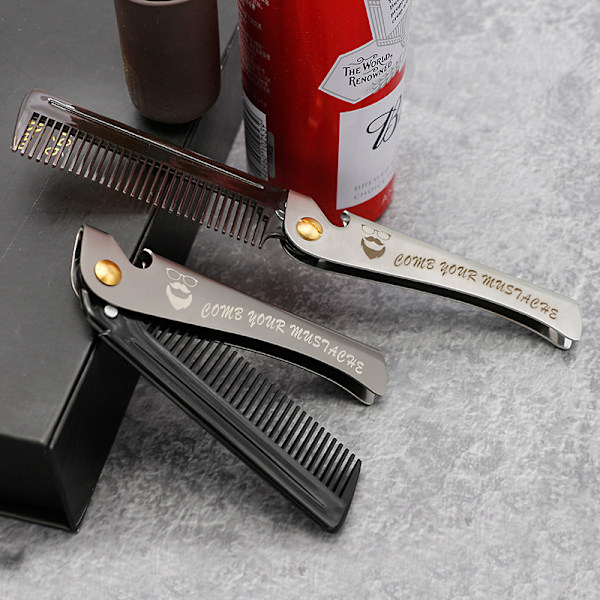 Vikbar Skäggkam med Spiral Kam Herr Professionell Styling Hårkam Frisör Stylingverktyg (Amber) amber