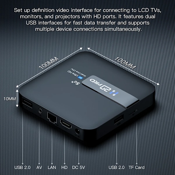 Smart Android TV-box Android 10.0 16GB 2.4&5G WIFI 4K Mediaspelare TV-box