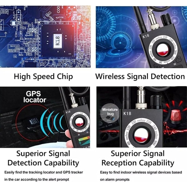 Piilotetun kameran etsijä, vakoilunvastainen ilmaisin, kuuntelulaiteilmaisin, GPS-ilmaisin