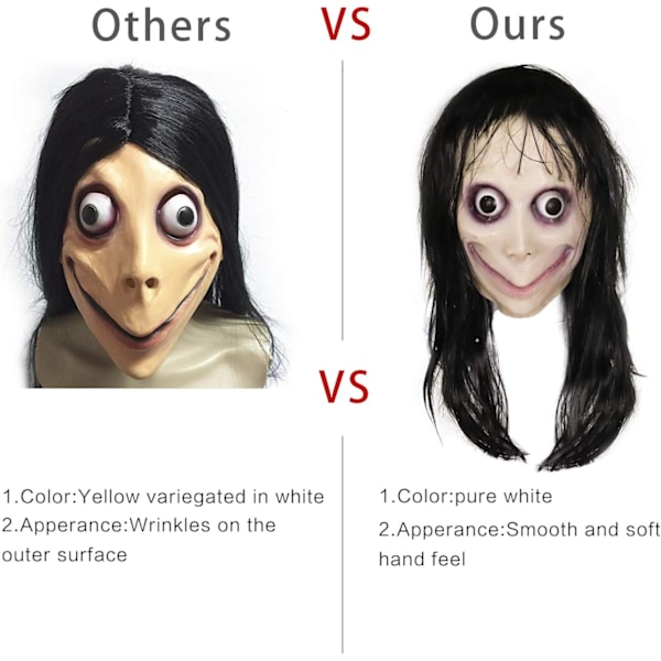 Molezu Momo Maske Skræmmende Maske, Uhæggelig Maske Monster Maske, Horror Kostumer Fest Gummi Latex Maske til Halloween Voksen