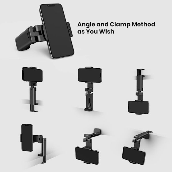 Fly Telefonholder, Klealook 4 i 1 Justerbar Telefonstander til Rejser, Sort【DH】