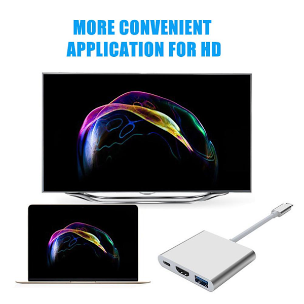 USB-C HUB Adapter Typ-C till USB HDMI-kompatibel 4K Adapter Conne