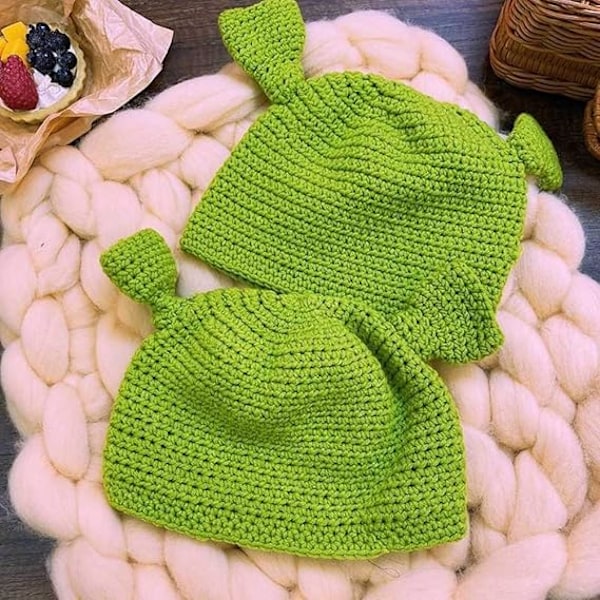 Unisex Shrek Håndstrikket Uldhue, Holdbar Varm Uldhue, Håndstrikket Hue, Cosplay Hue, Vinter Uldhue