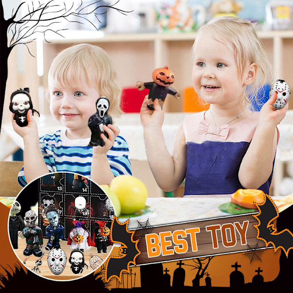 Julklappshitt 2023 Halloween Adventskalender med 24 Smycken Nedräkning Blind Box Leksaker-sfsssc Halloween 24 3D Dolls Type A