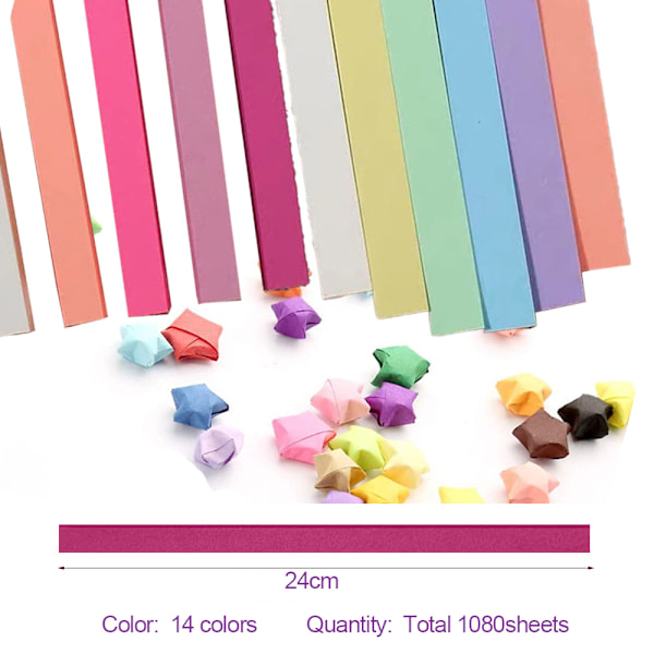 1080 ark Origami-stjärnpapper, dubbelsidig färgdekoration