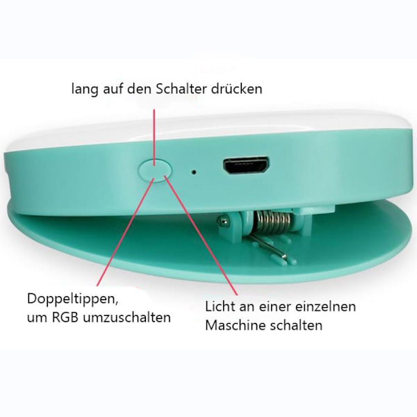 RGB telefon ring light, RealPlus clip-on ring light med 3 niveauer af koldt hvidt og