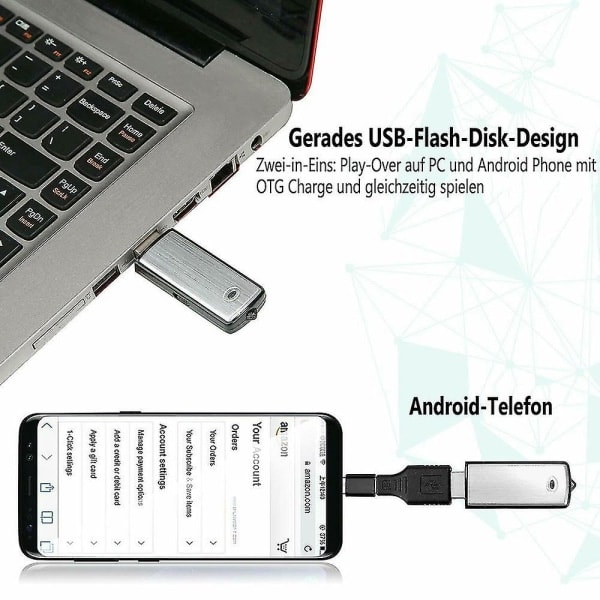 2-i-1 digital röstinspelare 8GB mini USB-minne, digital röstinspelare med linne för möten, föreläsningar