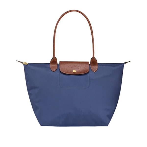 Ny Longchamp Le Pliage Tote Resväska Axelväska Nylon Stor & Liten Blå Blå Blue M