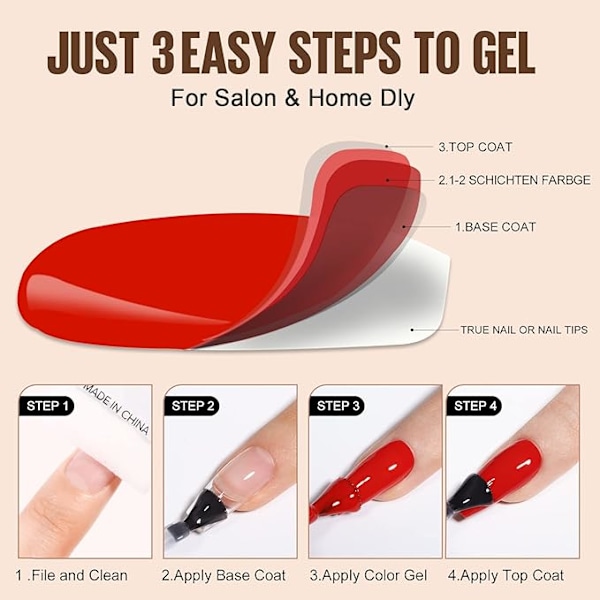 Bas- och topplack, 2*10 ml UV Gel Baslack & Topplack glansigt för Gel Naglar Nagelkonst