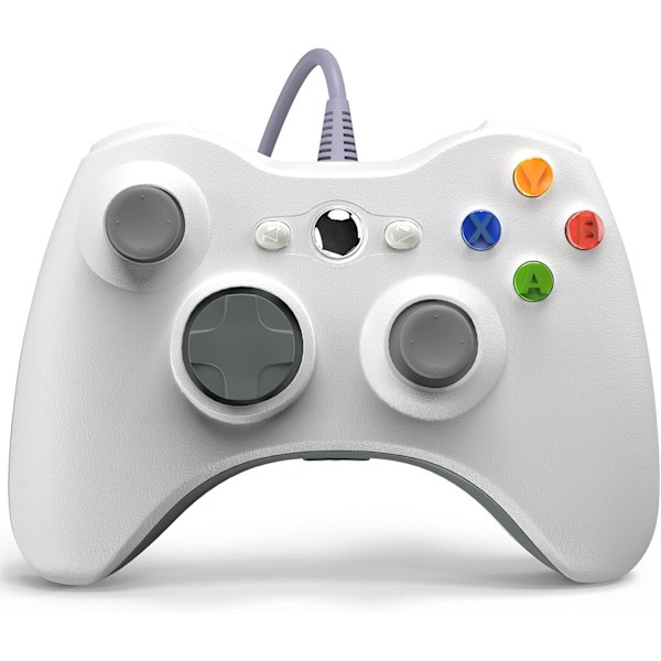 PC Wired Controller, Game Controller for 360 with Dual-Vibration Turbo Compatible with Xbox 360/360 Slim and PC Windows 7,8,10,11(White)