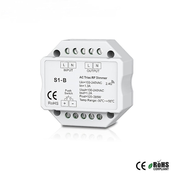 Ac 100v - 240vac S1-b Led Triac Rf Dimmer Bruk 2.4ghz Trådløs 200w-480w Trykk Dimmer Led Bryter