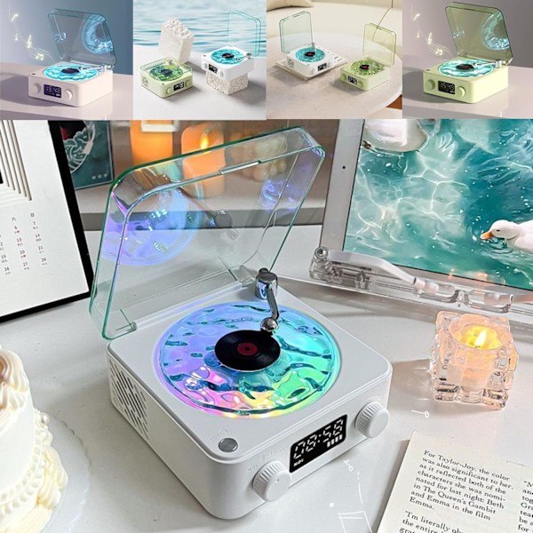 Waves Vinylspiller, Wave Retro Vinylspiller Trådløs Bluetooth-høyttaler {FW} White