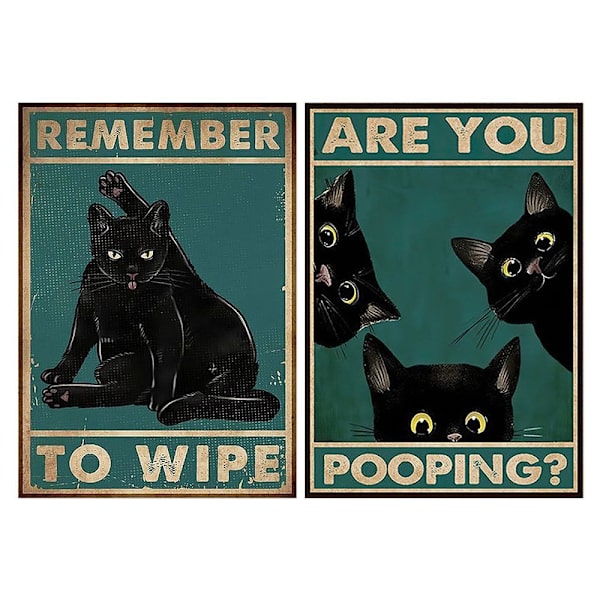2 st Är du bajsande katt skylt Katt badrumsdekoration Katt skyltar