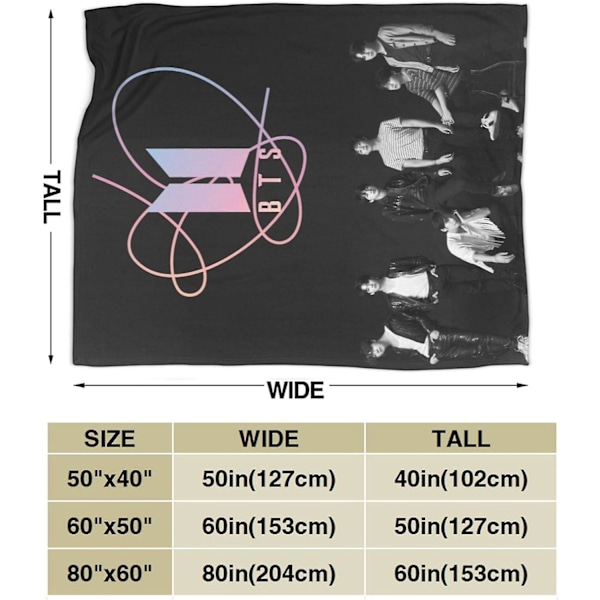 Bts-peitto Kpop Army Lämmin Halaukset Super Pehmeä Flanelli Heittopeitto Sopii Sovalle, Sohvalle, Toimistoon Kevyt Plussi Aikuisten Ja Lasten Käyttöön -bts4- 60x50in 150x125cm
