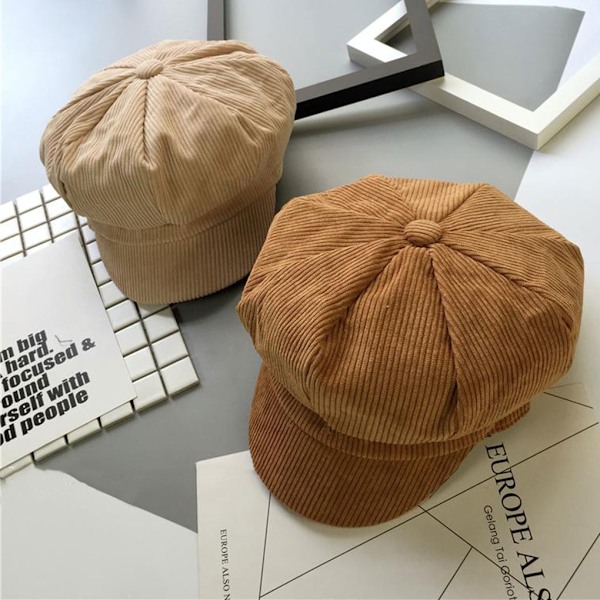 Klassisk Corduroy Newsboy Cap Avanserte Ingredienser Utsøkt brown