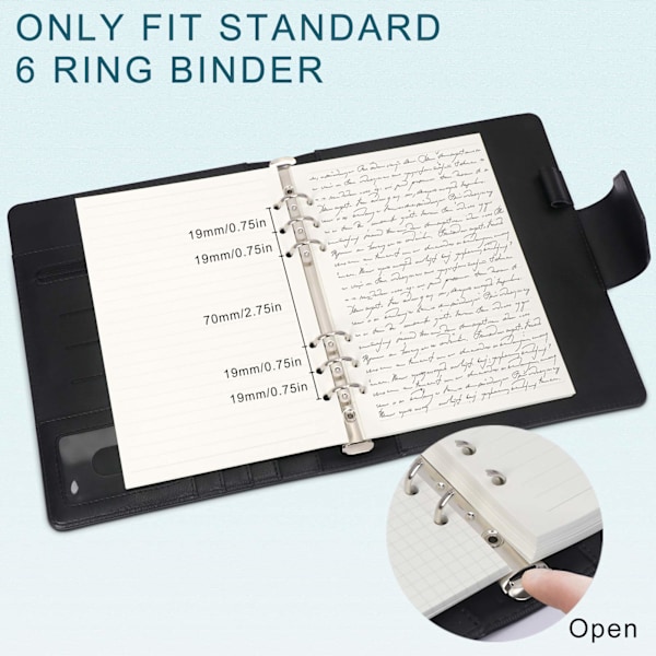 A5 Påfyllningspapper 3-pack 100GSM Tjockt Påfyllningspapper 6 Hål 135 Blad (270 Sidor) för 6-ringspärm Journal Anteckningsbok Linjerat Papper