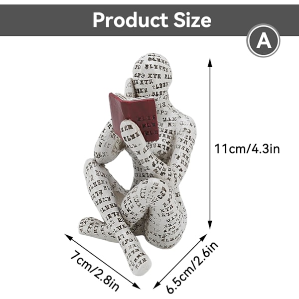 Abstrakt Tänkare Skulptur i Resin, Läsande Kvinna Figurin Bokmal Skulptur Gjutning Läsande Figurer Ornament Kontorsprydnader