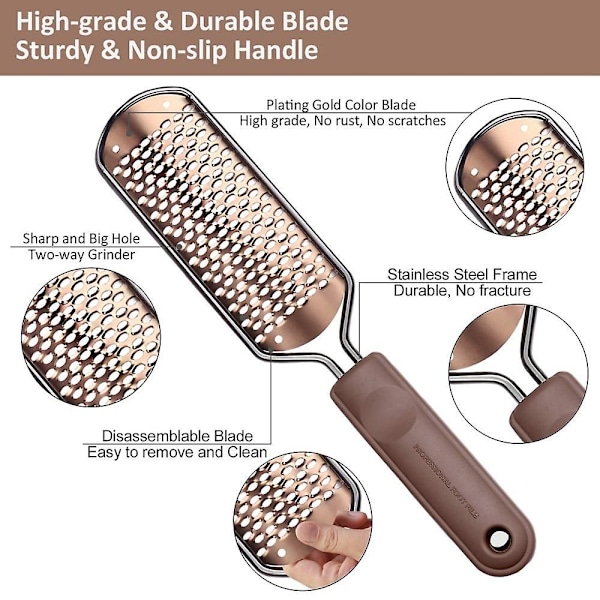 Fodfil til Pedicure Callus Remover - Stor Fodrasp Colossal Fodskrubber Professionel Rustfrit Stål Hård Fil til Våde og Tørre Fødder